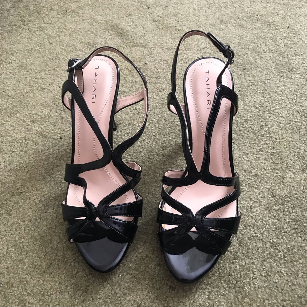 Strappy Black Tahari Heels in Excellent Condition
